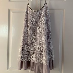 Free People White & Purple Eyelet Dress